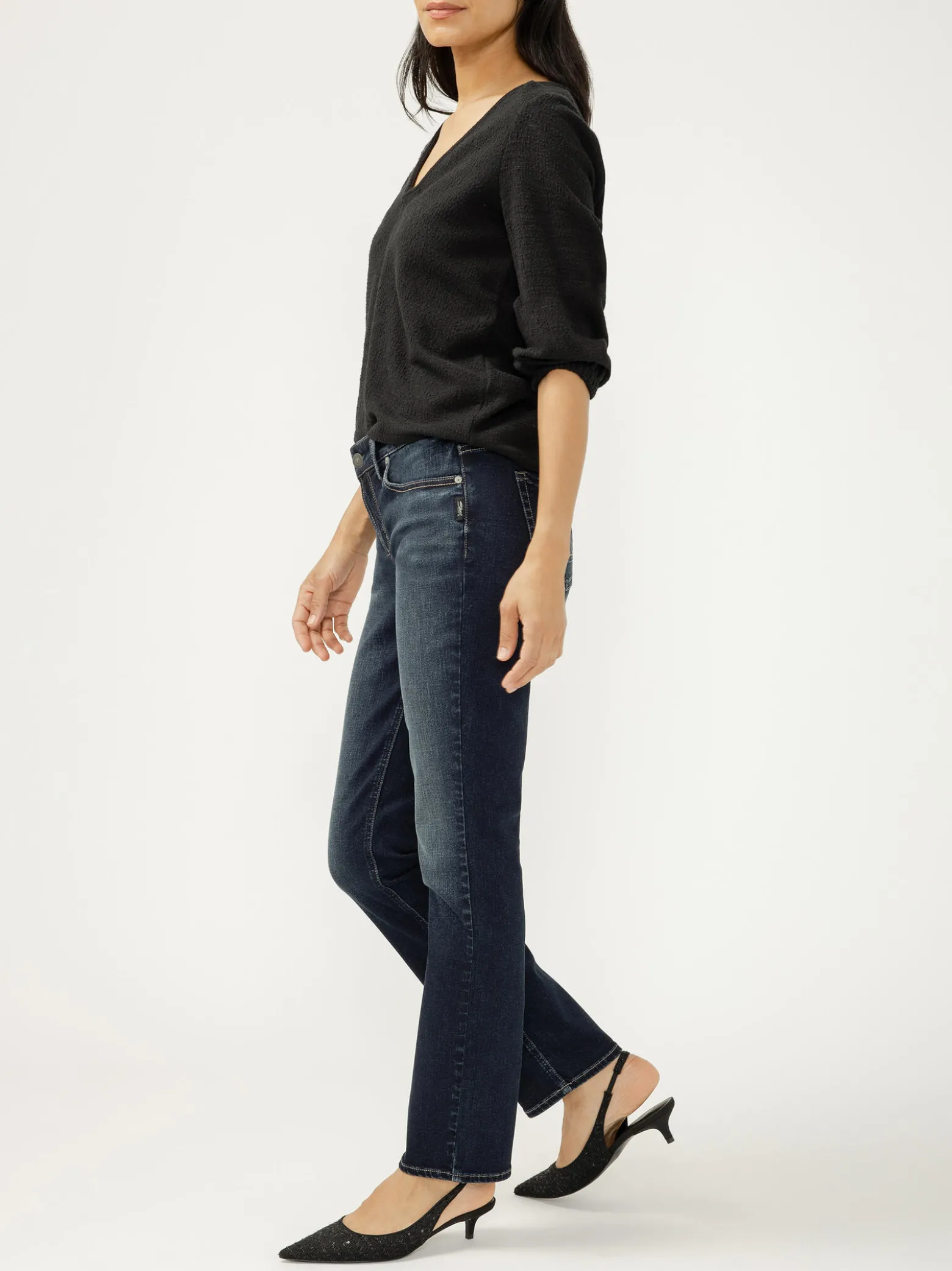 Elyse Mid Rise Straight Leg Luxe Stretch Jeans