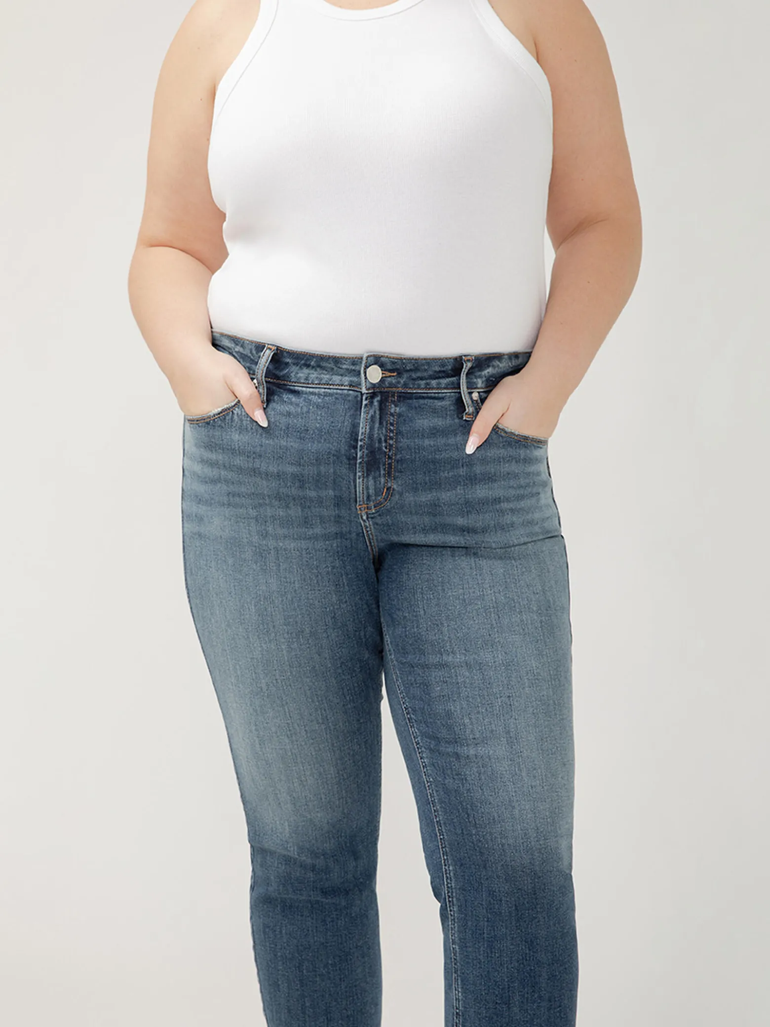 Elyse Mid Rise Straight Leg Ankle Jeans Plus Size