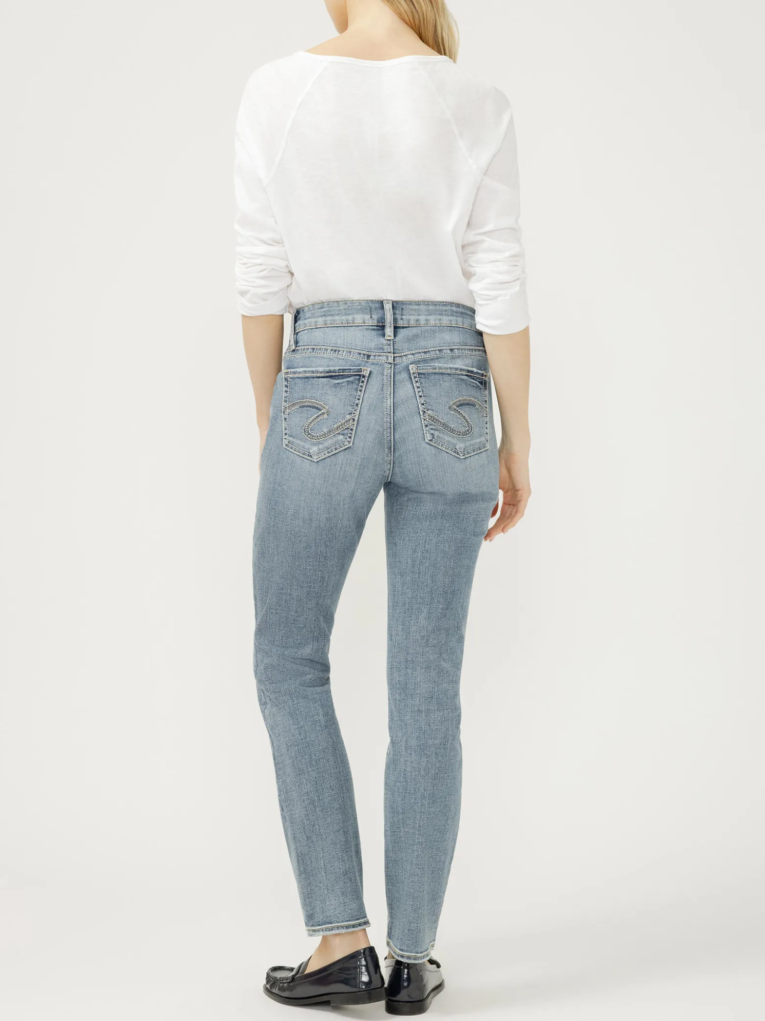 Elyse Mid Rise Straight Leg Luxe Stretch Jeans