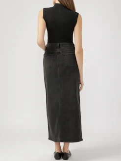 Front-Slit Maxi Jean Skirt