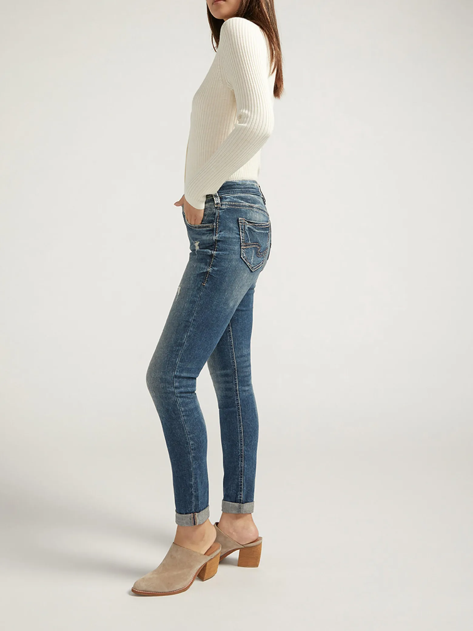 Girlfriend Mid Rise Skinny Leg Jeans