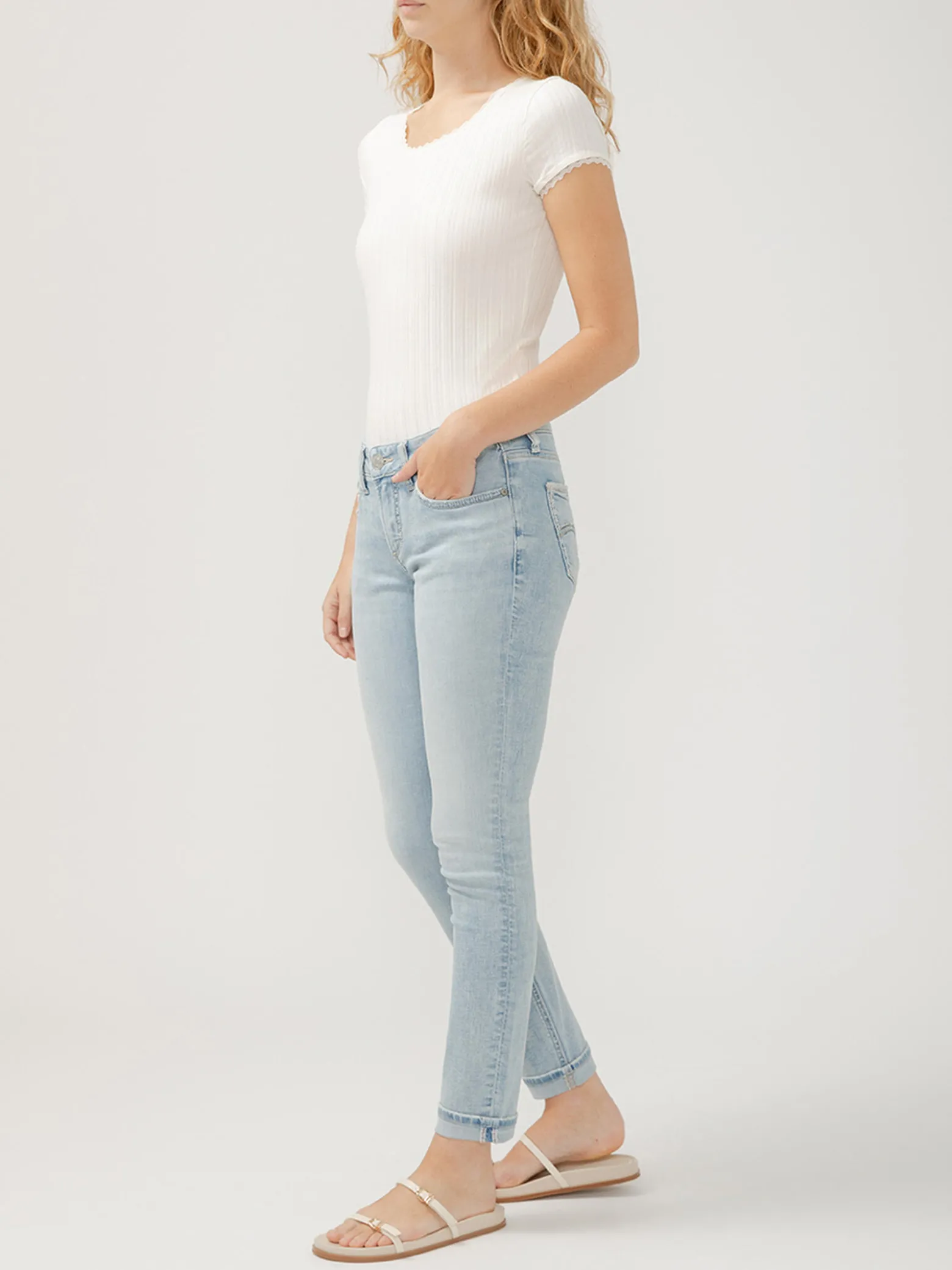 Girlfriend Mid Rise Skinny Leg Jeans