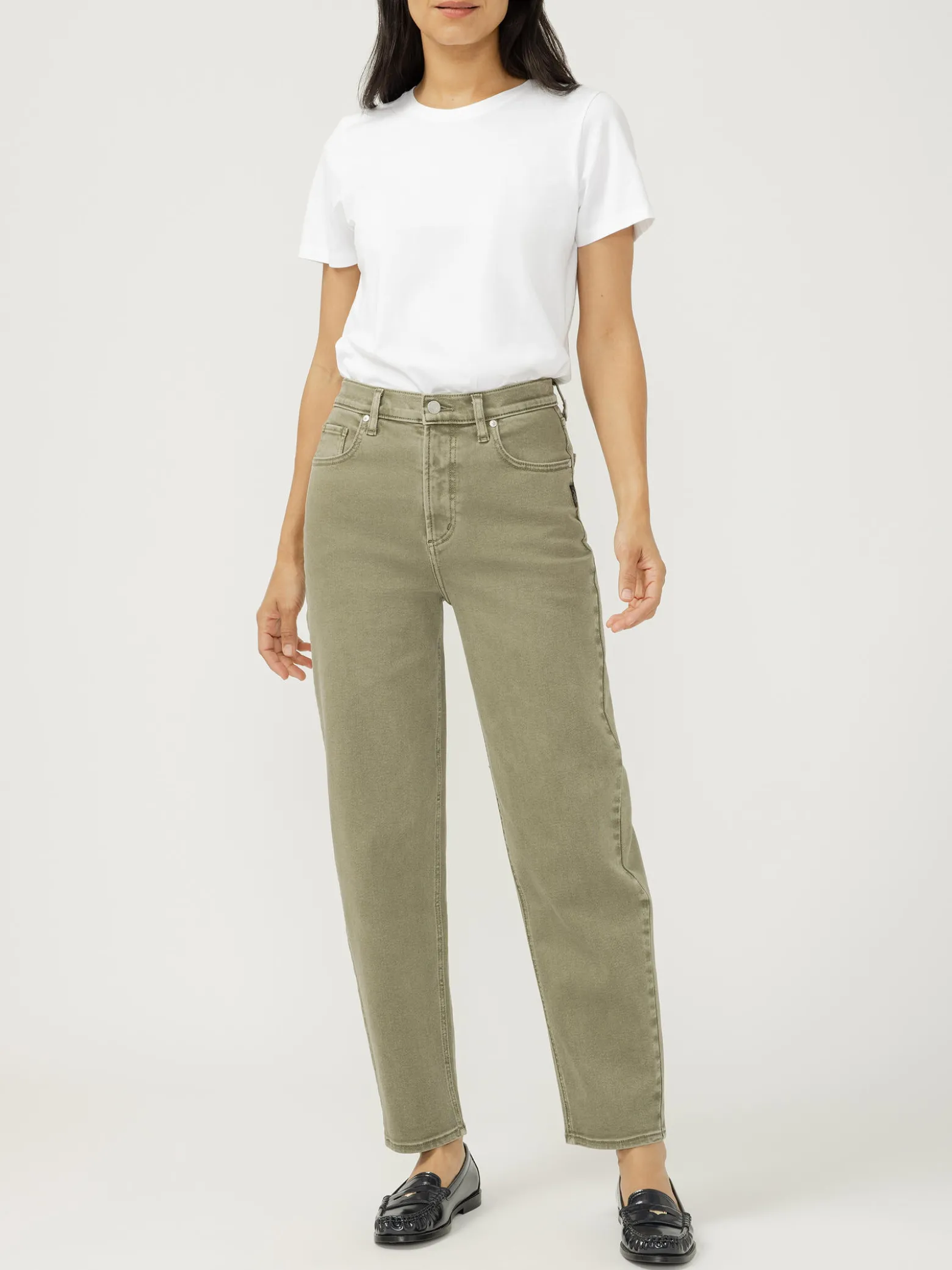 High Rise Arc Leg Jeans