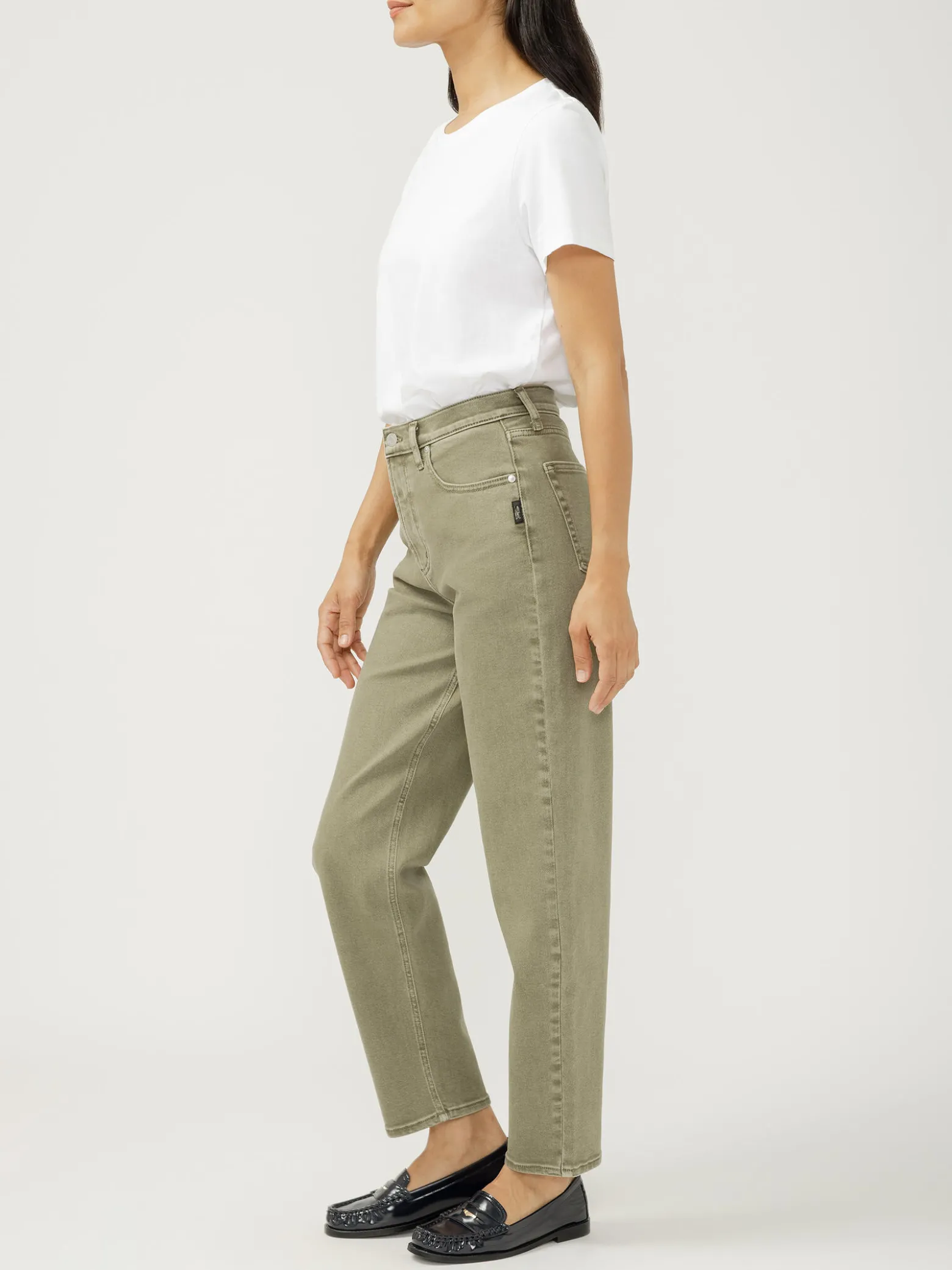 High Rise Arc Leg Jeans