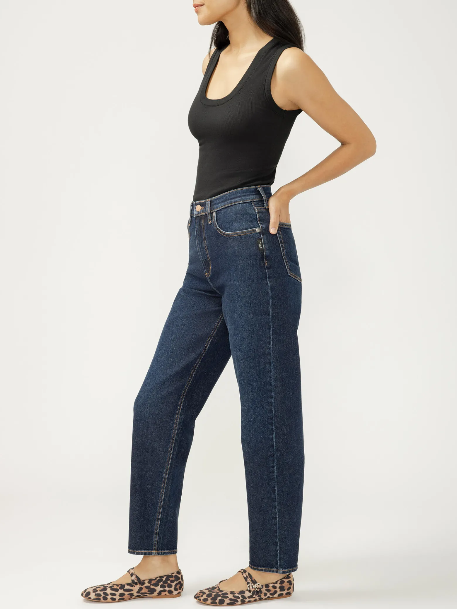 High Rise Arc Leg Jeans