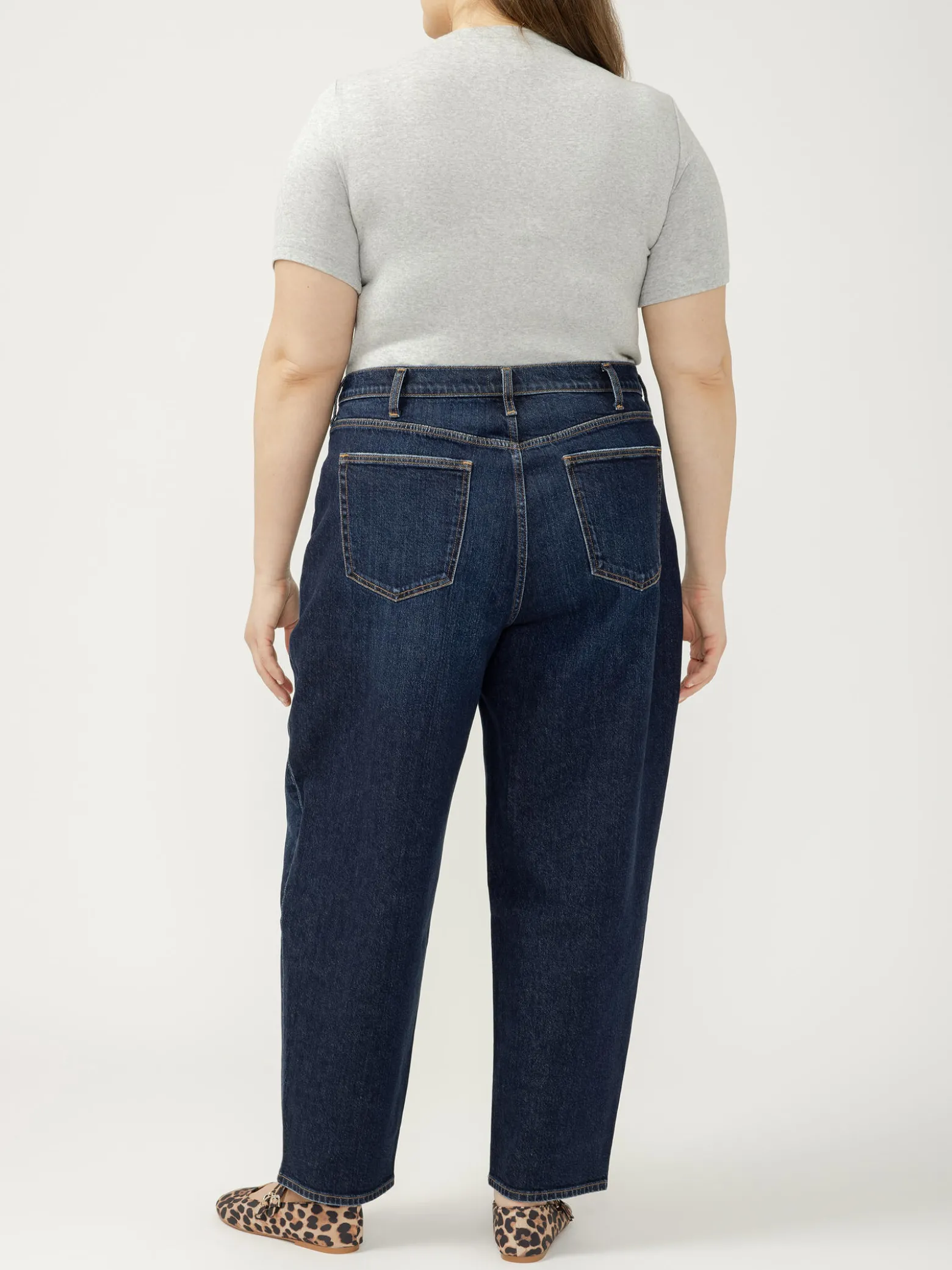 High Rise Arc Leg Jeans Plus Size