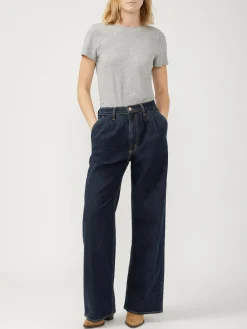High Rise Pleated Trouser Leg Jeans