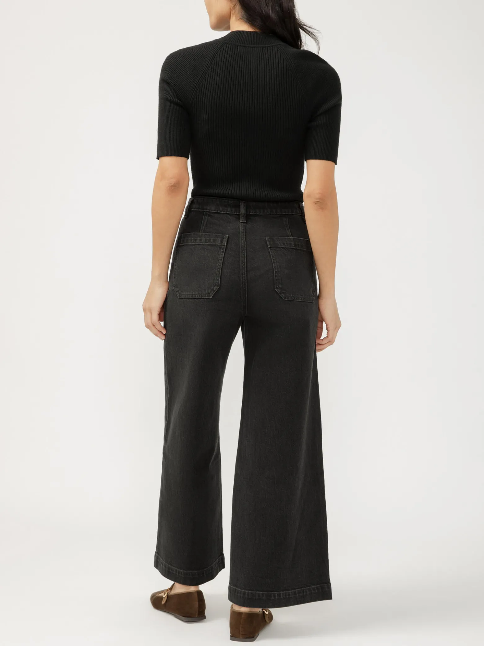 High Rise Wide Leg Ankle Jeans