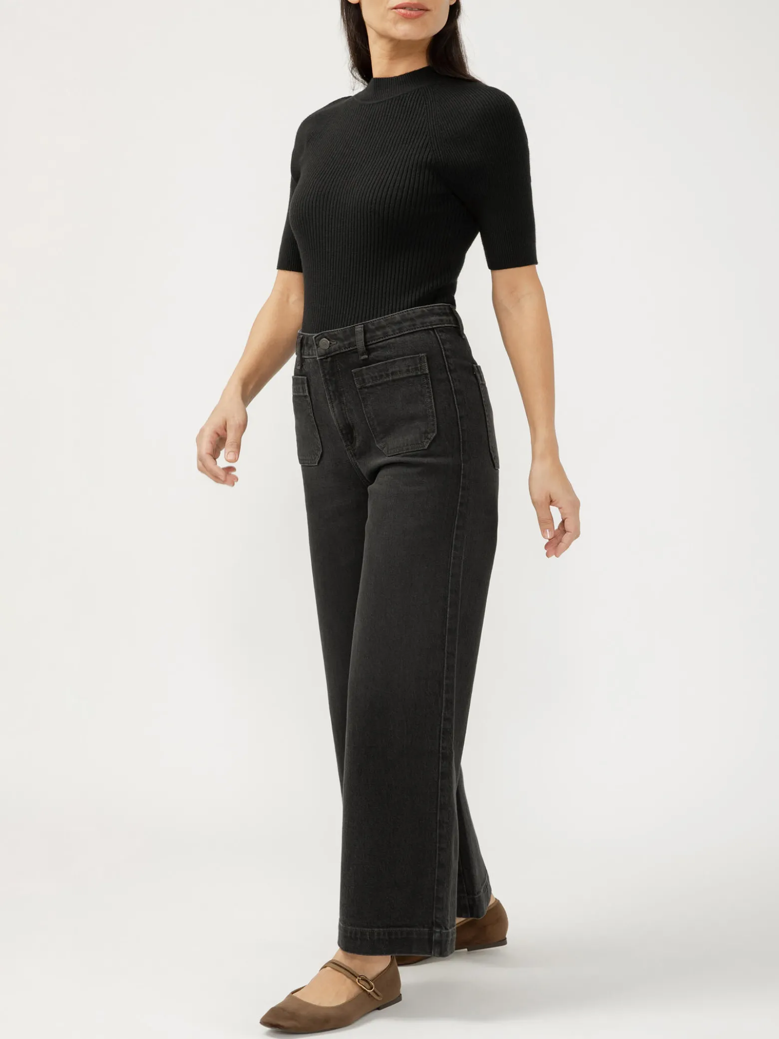High Rise Wide Leg Ankle Jeans