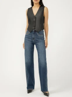 Highly Desirable High Rise Studded Trouser Leg Jeans