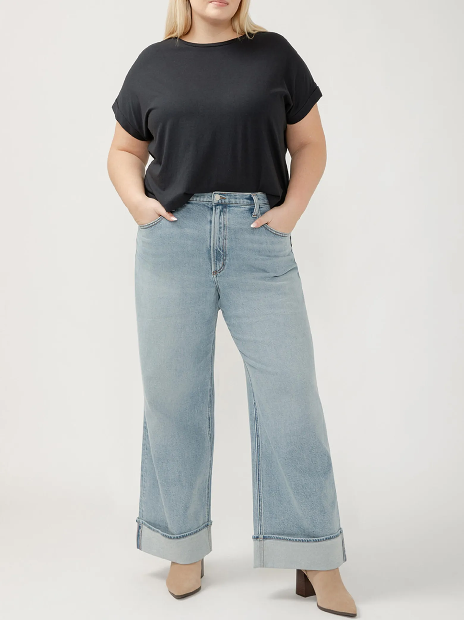 Highly Desirable High Rise Wide Leg Jeans Plus Size