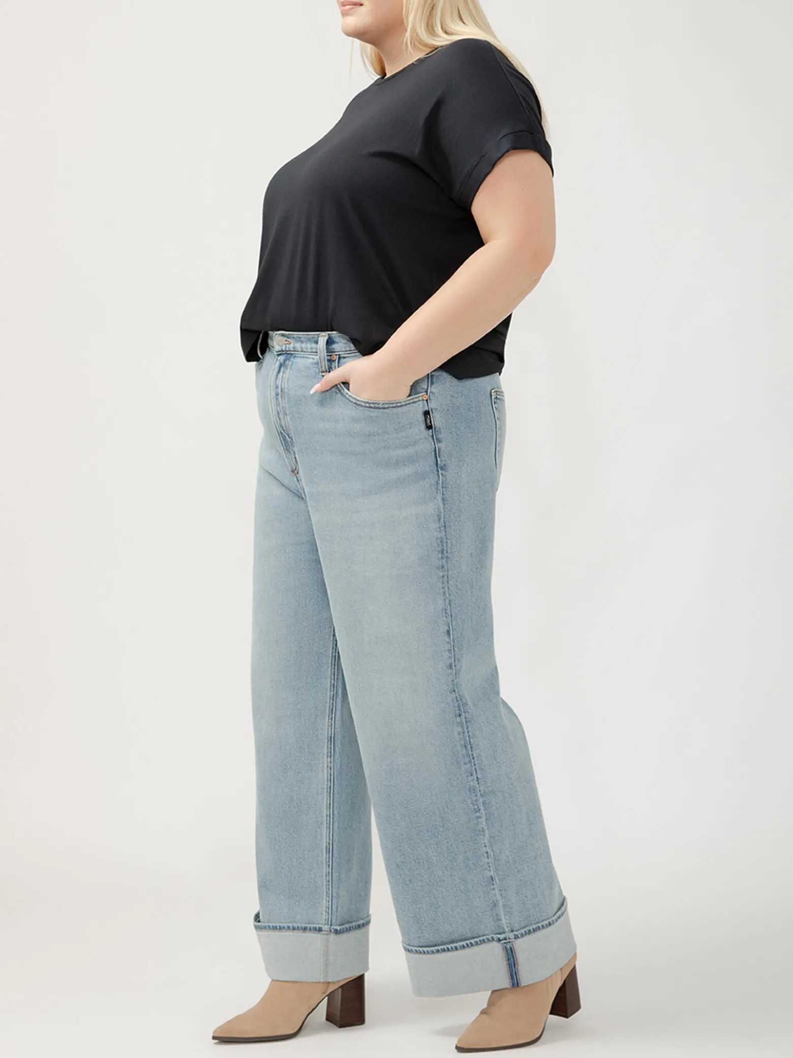 Highly Desirable High Rise Wide Leg Jeans Plus Size