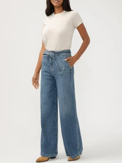 Highly Desirable High Rise Belted Ultra Wide Leg Jeans