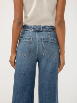 Highly Desirable High Rise Belted Ultra Wide Leg Jeans