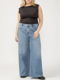 Highly Desirable High Rise Ultra Wide Leg Jeans Plus Size
