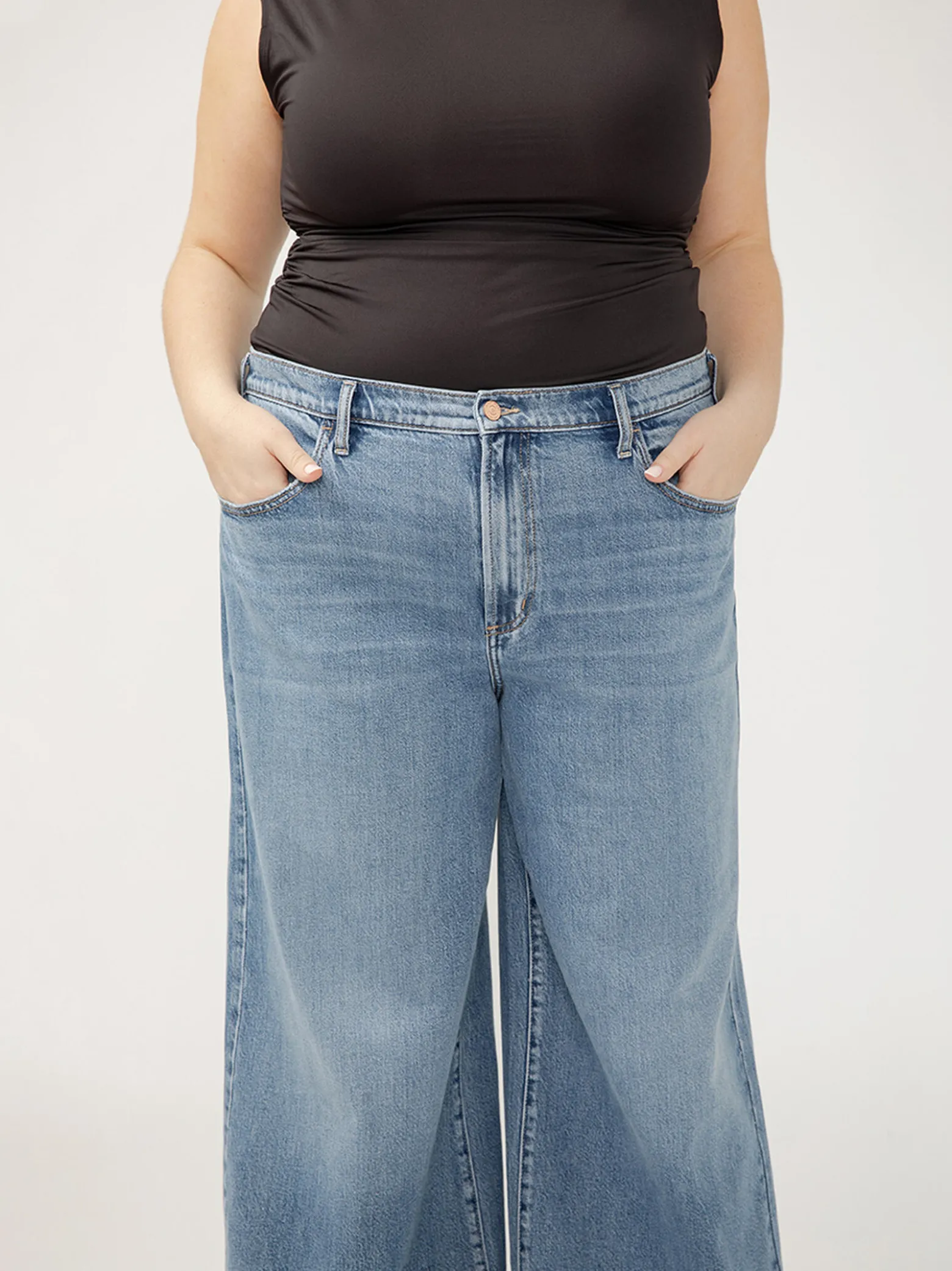Highly Desirable High Rise Ultra Wide Leg Jeans Plus Size