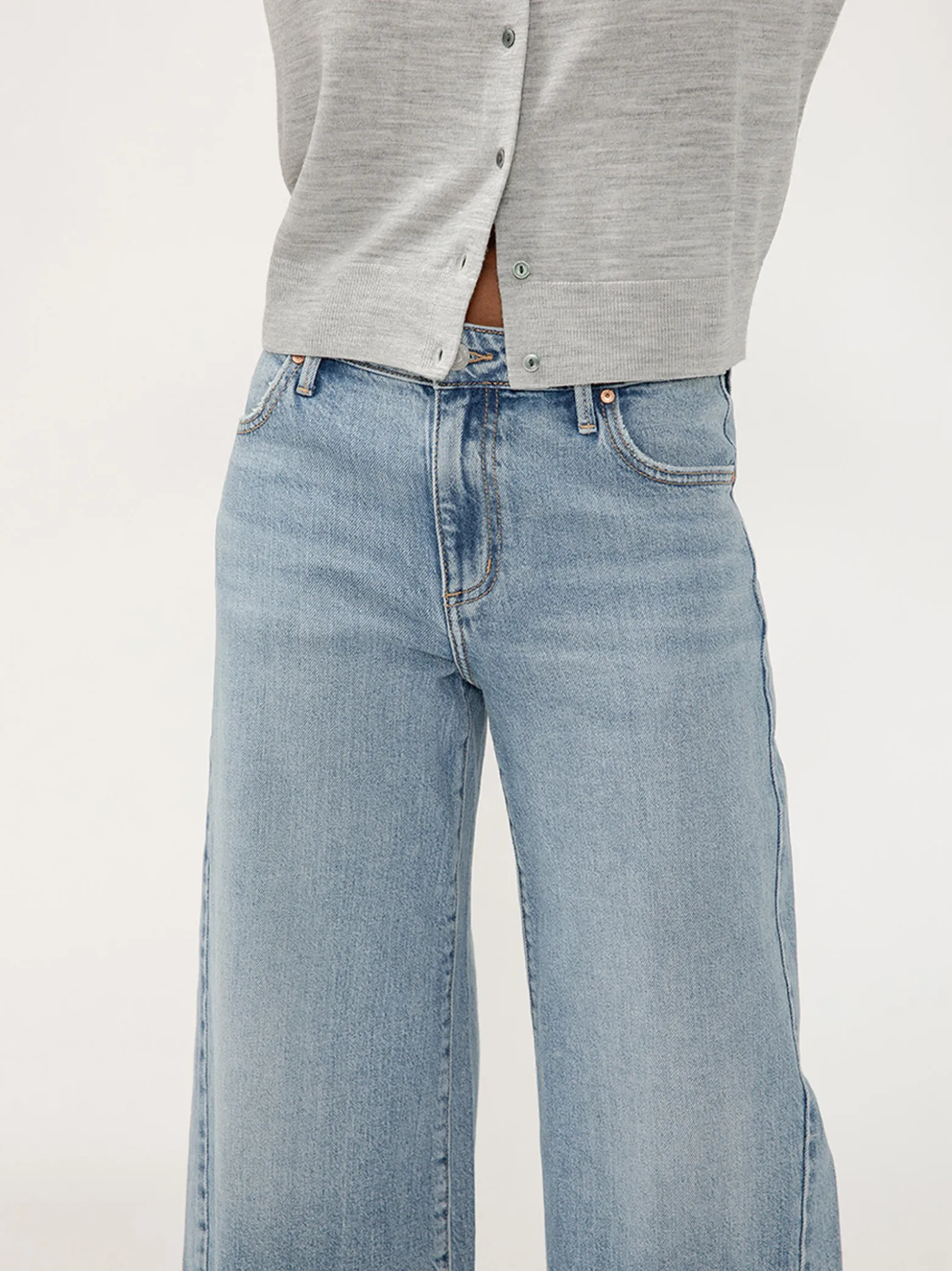 Isbister High Rise Angled Seam Wide Leg Ankle Jeans