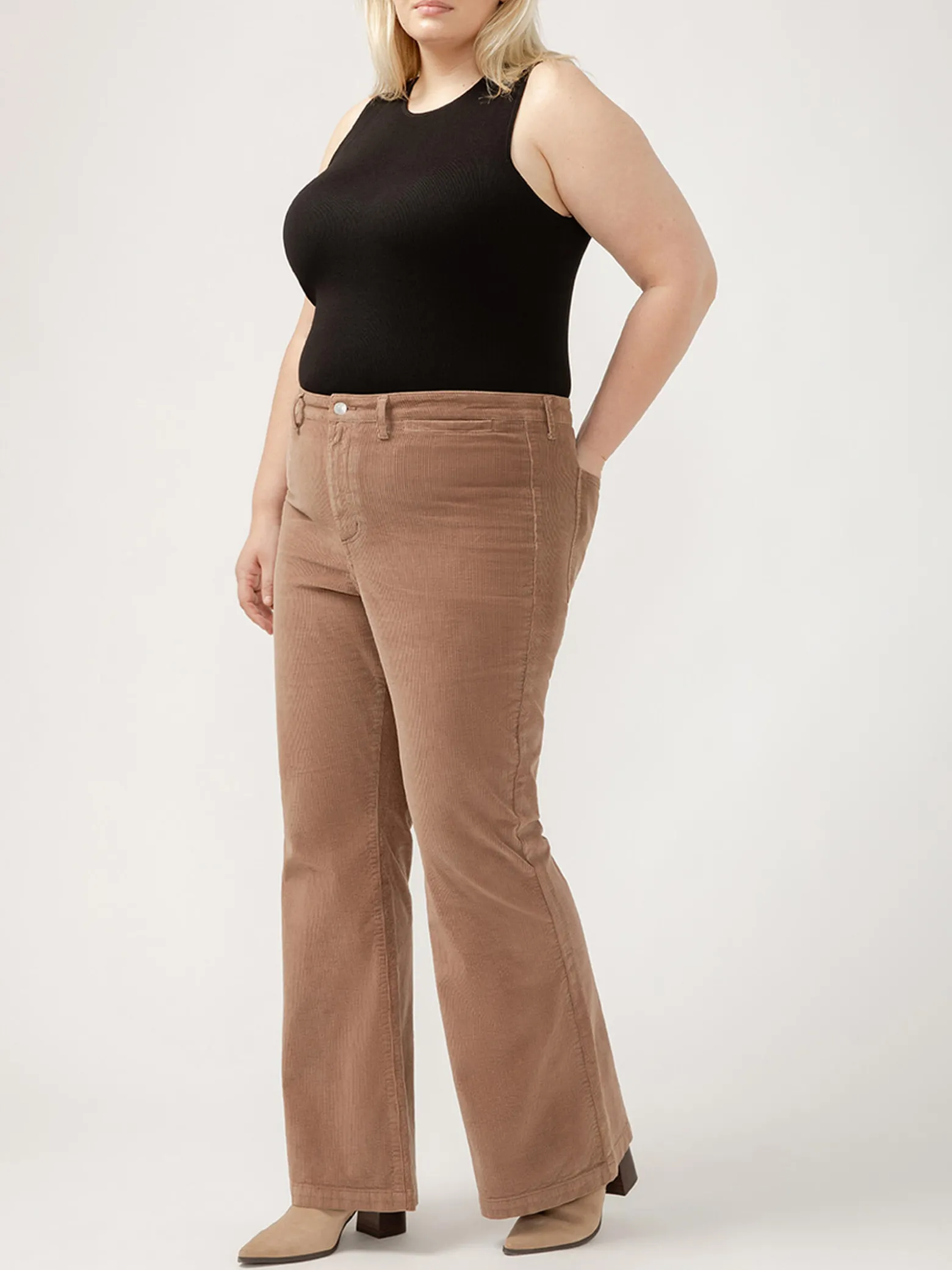 Isbister High Rise Flare Leg Corduroy Pant Plus Size