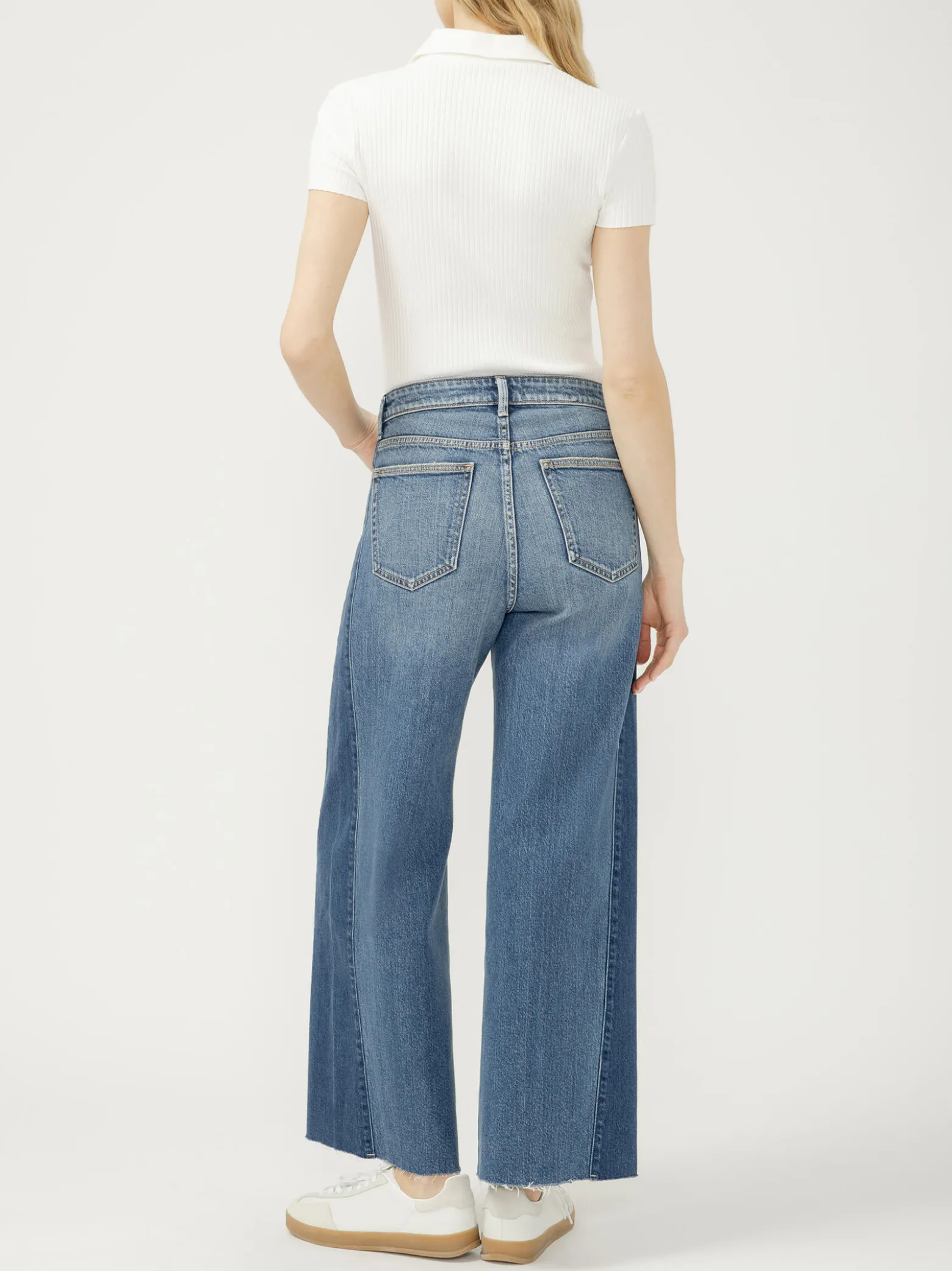 Isbister High Rise Two-Tone Wide Leg Ankle Jeans
