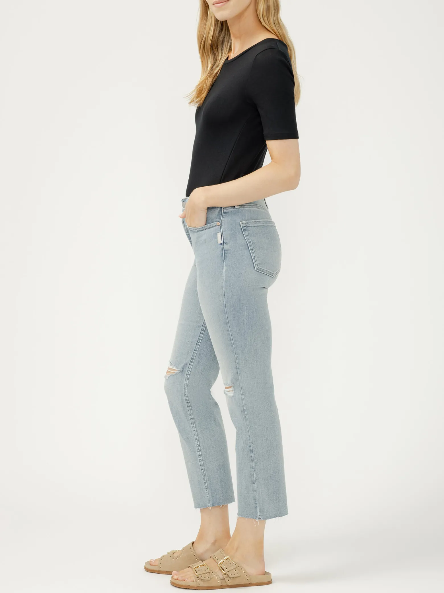 Most Wanted Mid Rise Cropped Straight Leg Luxe Stretch Jeans