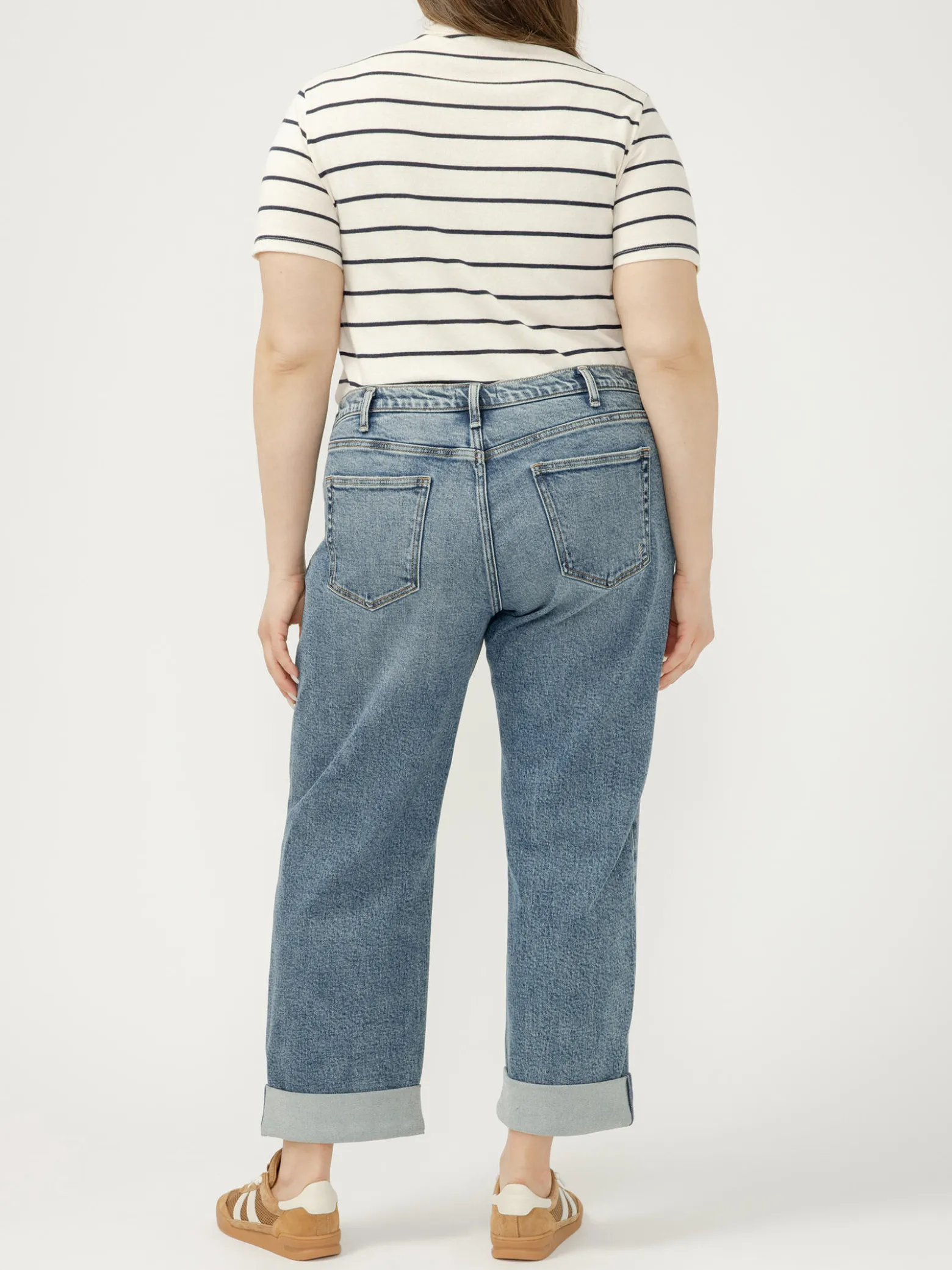 Relaxed Mid Rise Straight Leg Ankle Jeans Plus Size