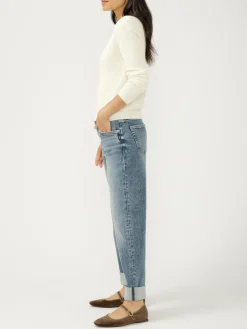 Relaxed Mid Rise Straight Leg Ankle Jeans