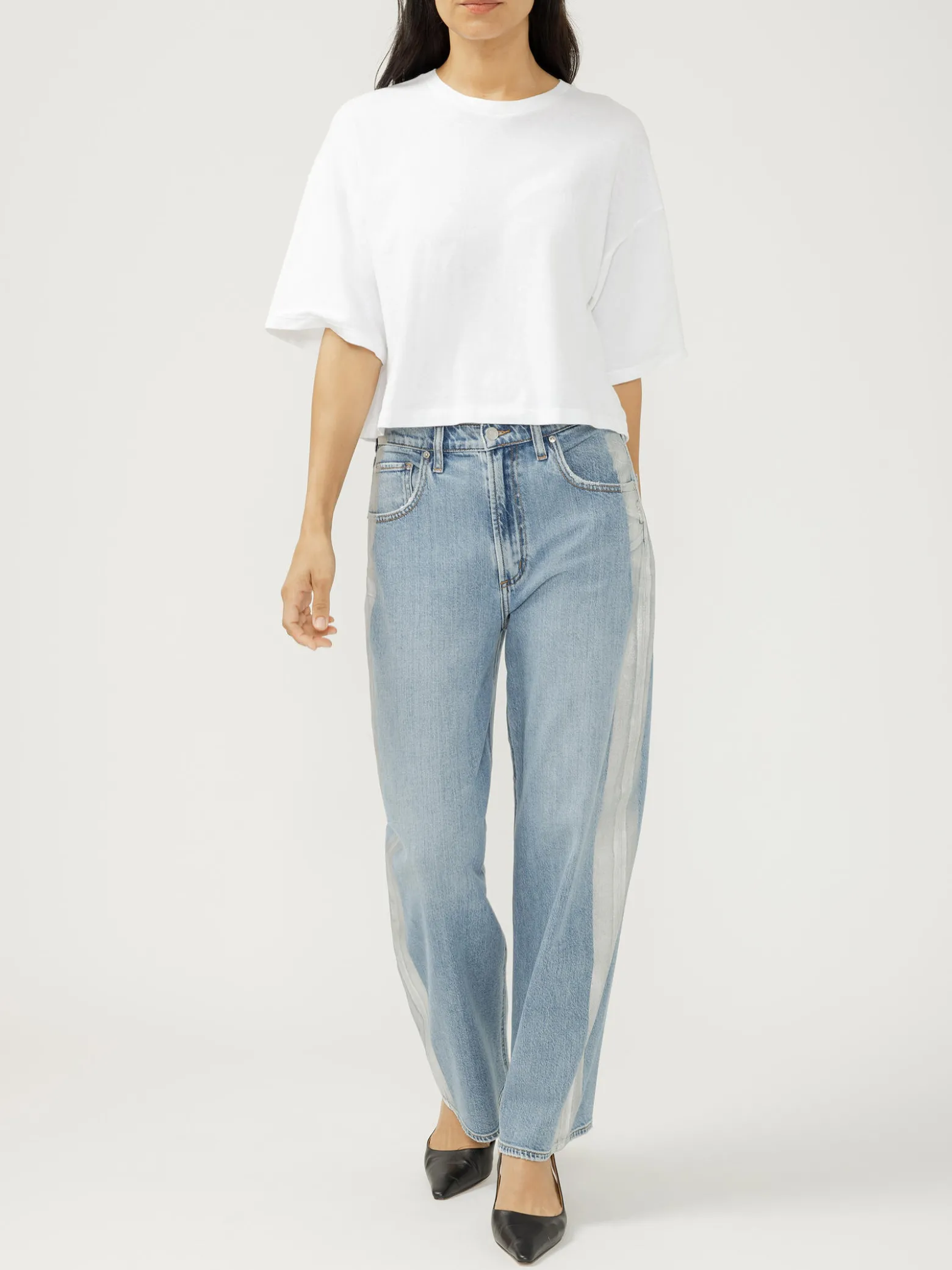 Silver Coated Be Easy High Rise Wide Leg Jeans