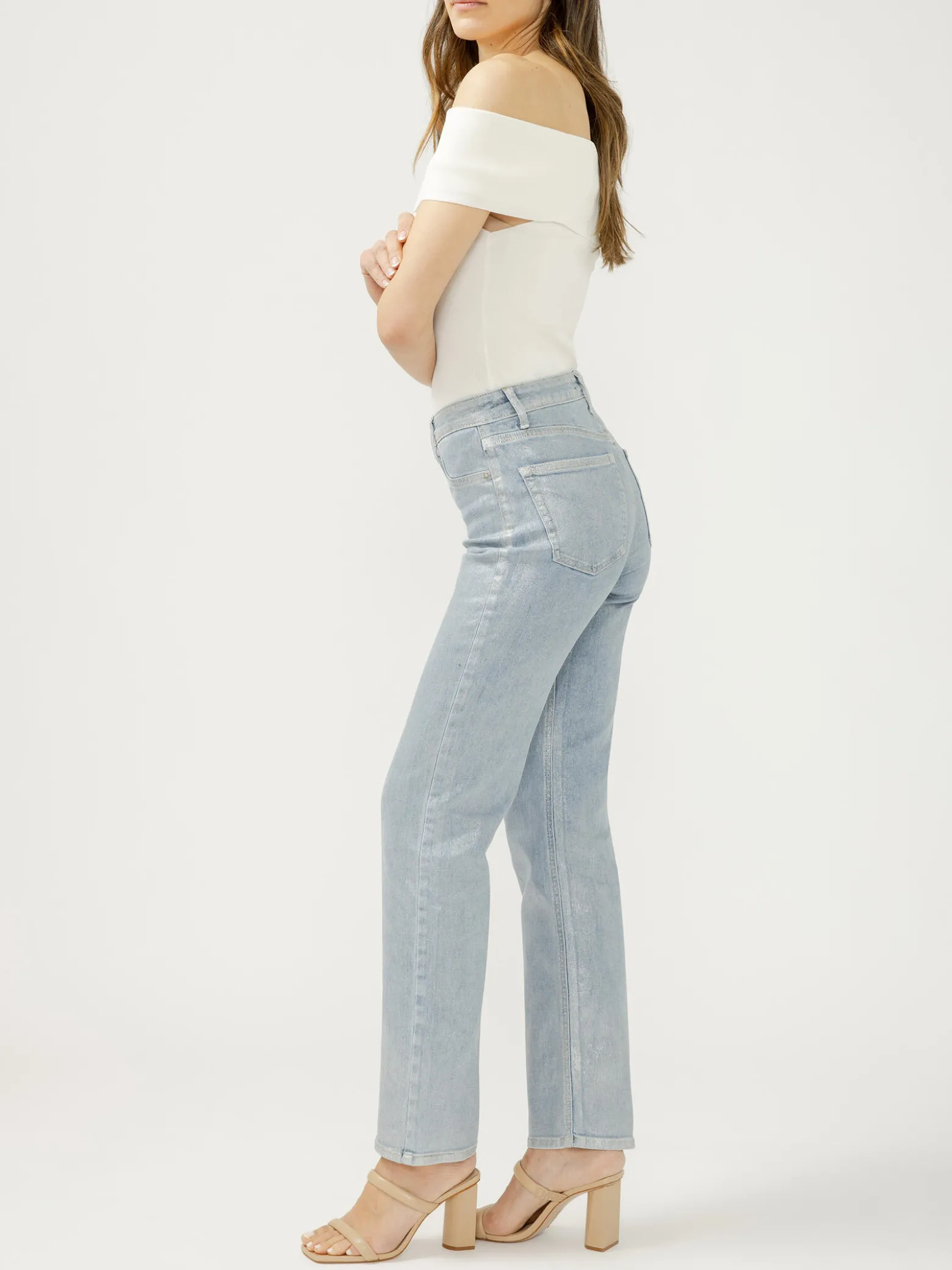 Silver Coated Isbister High Rise Straight Leg Jeans