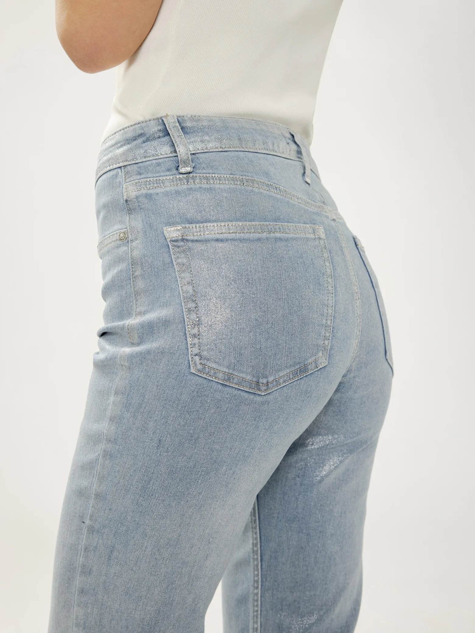 Silver Coated Isbister High Rise Straight Leg Jeans