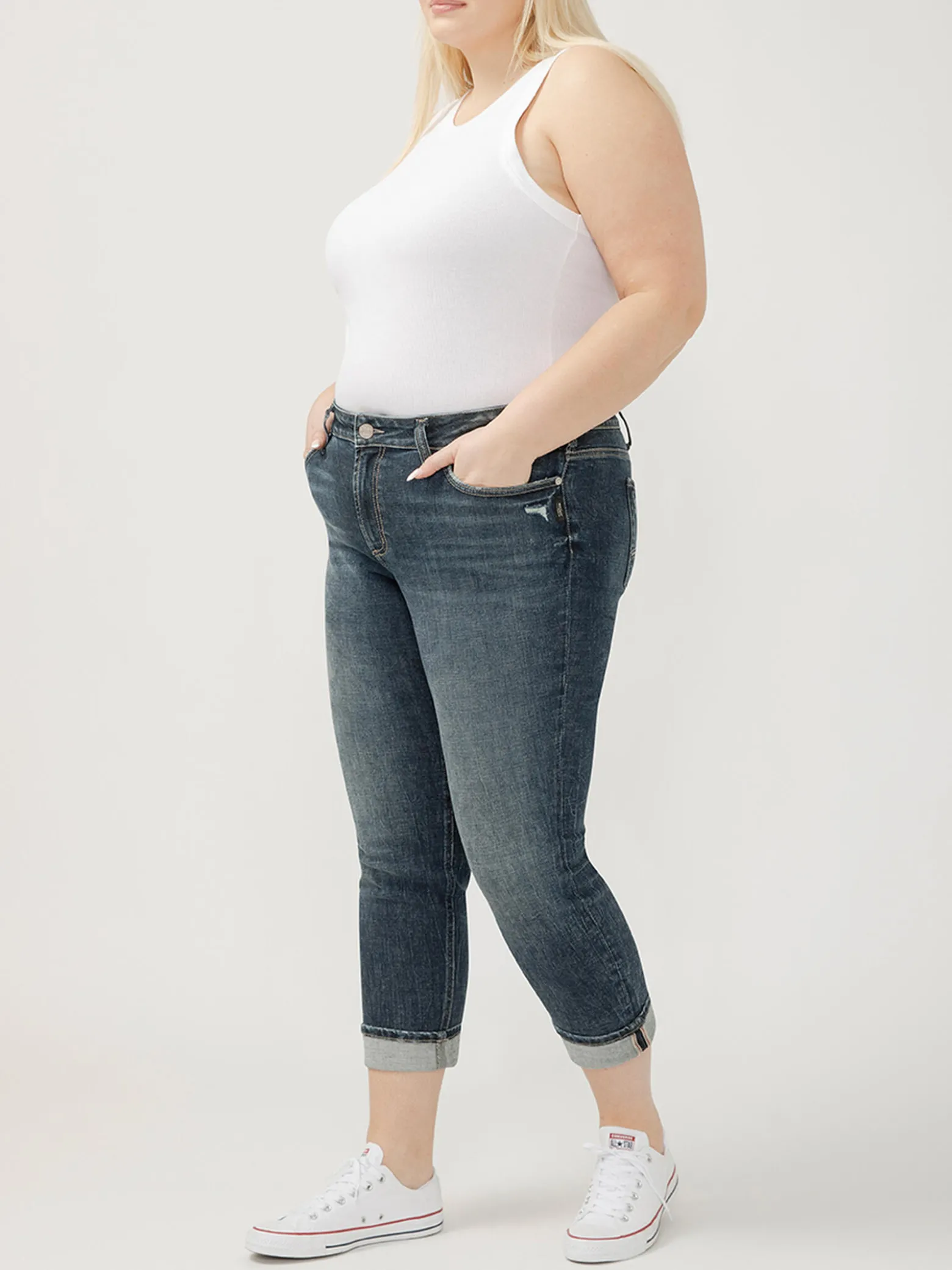 Suki Mid Rise Cropped Straight Leg Jeans Plus Size