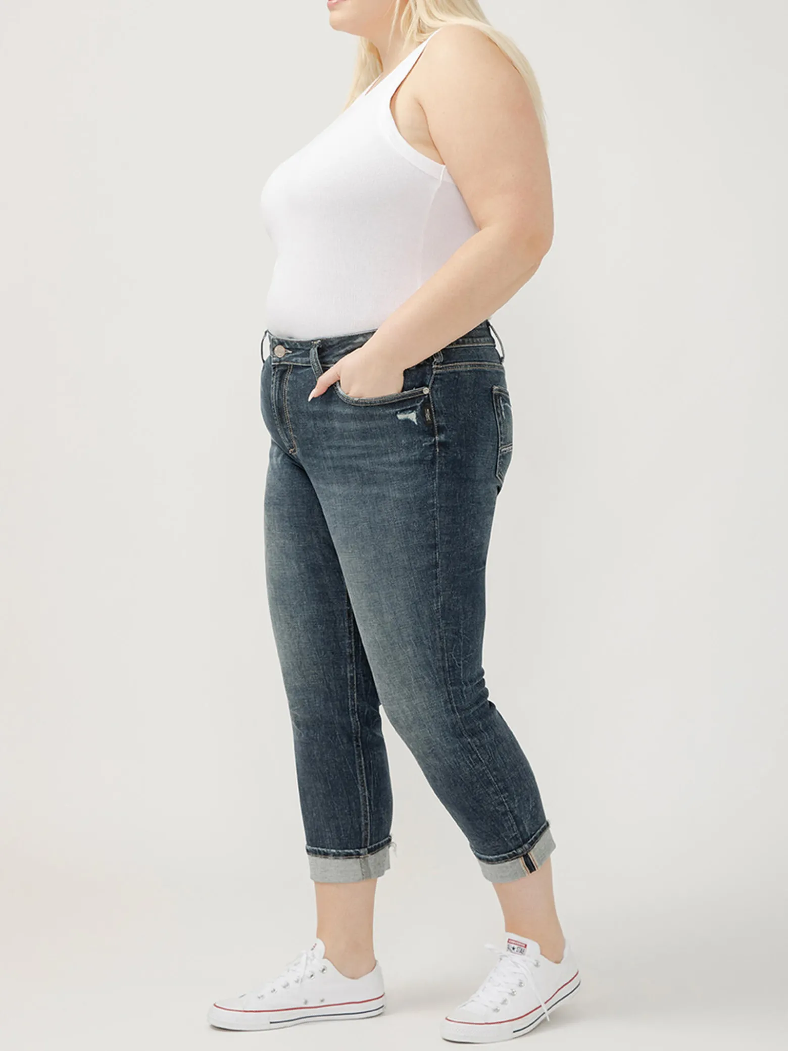 Suki Mid Rise Cropped Straight Leg Jeans Plus Size