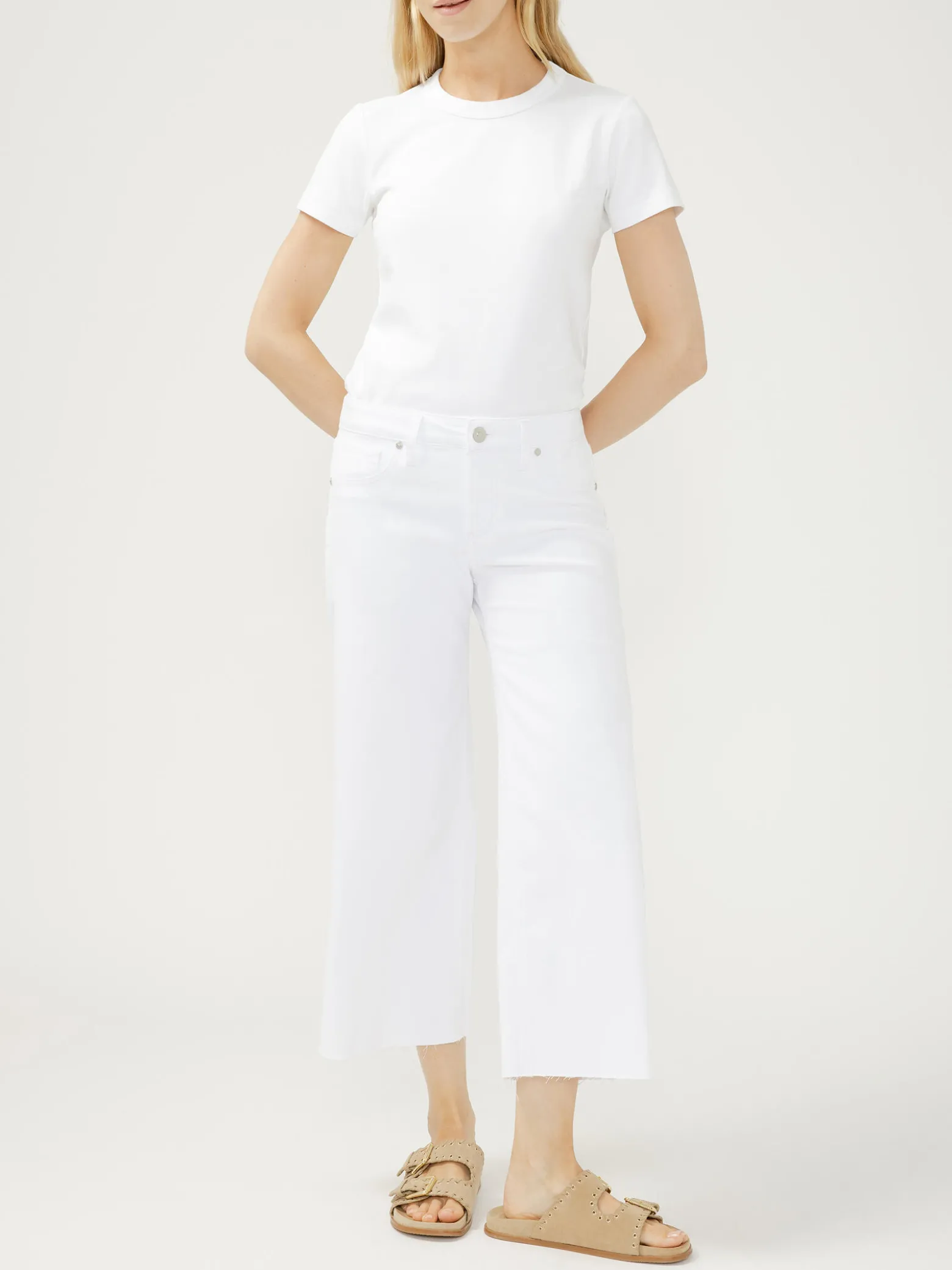 Suki Mid Rise Cropped Wide Leg Luxe Stretch Jeans