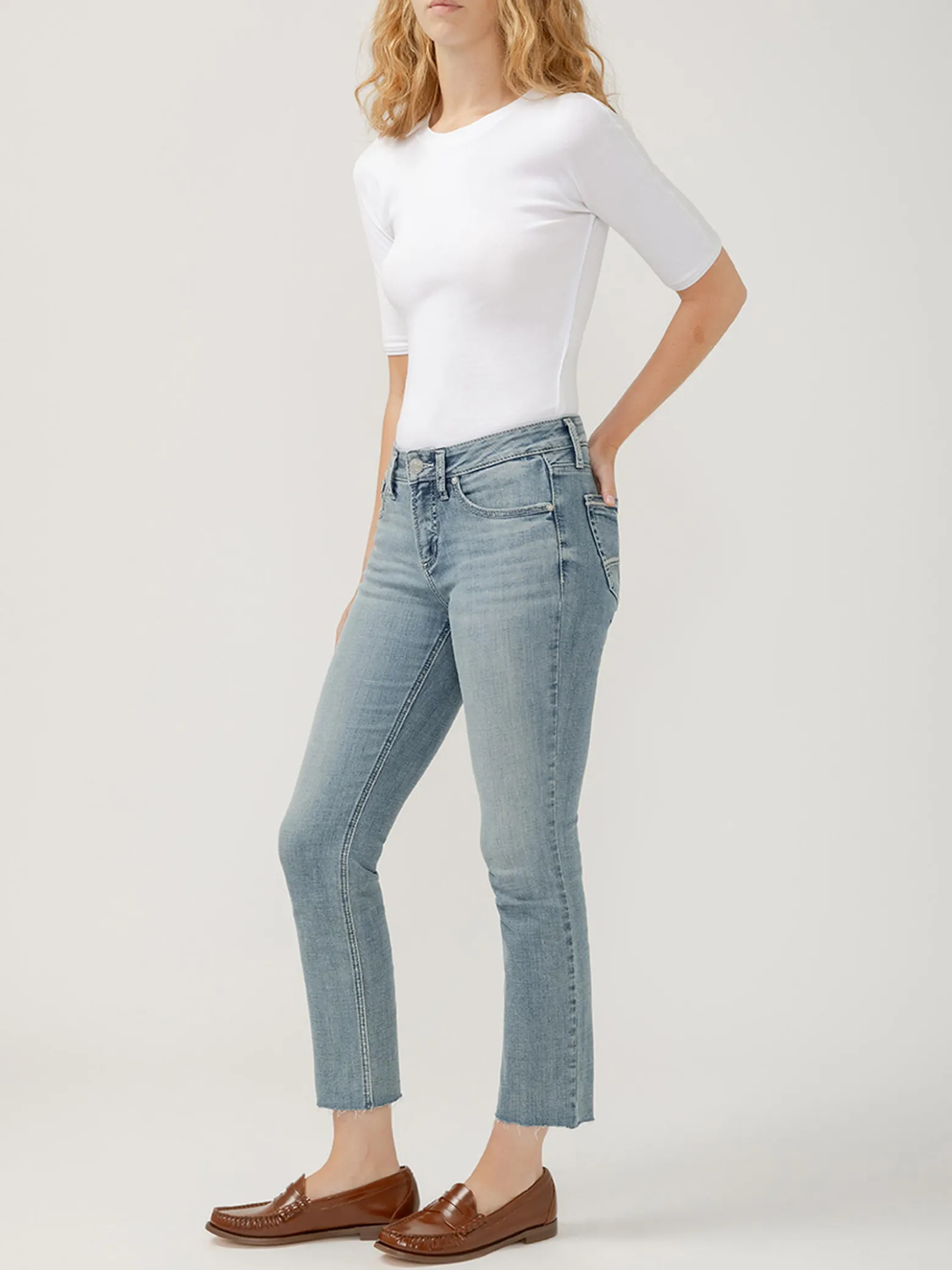 Suki Mid Rise Straight Crop Luxe Stretch Jeans