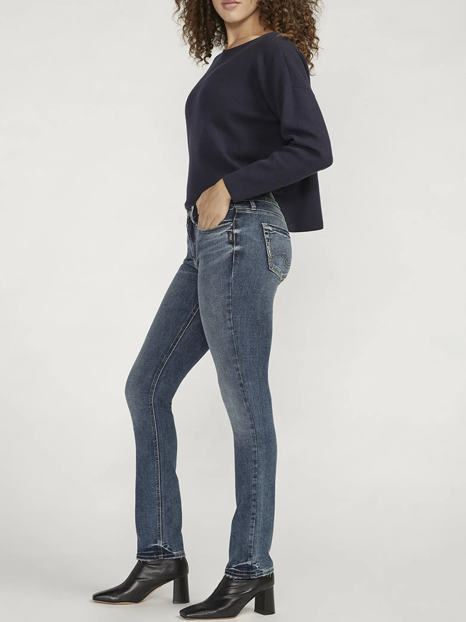 Suki Mid Rise Straight Leg Jeans