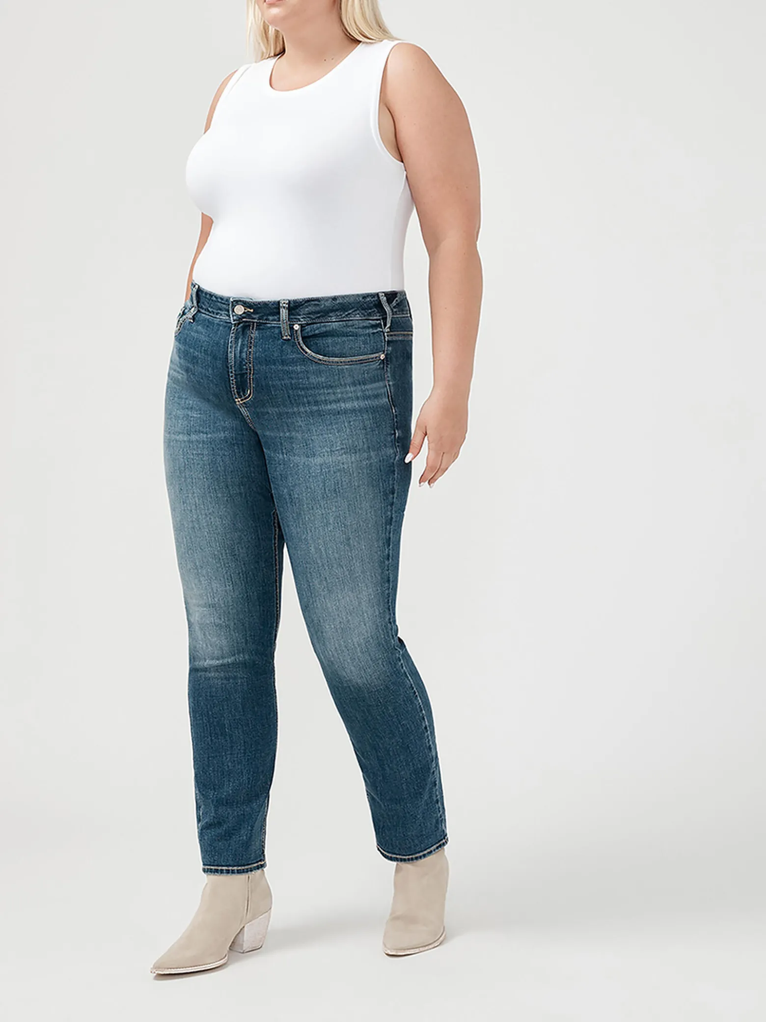 Suki Mid Rise Straight Leg Luxe Stretch Jeans Plus Size