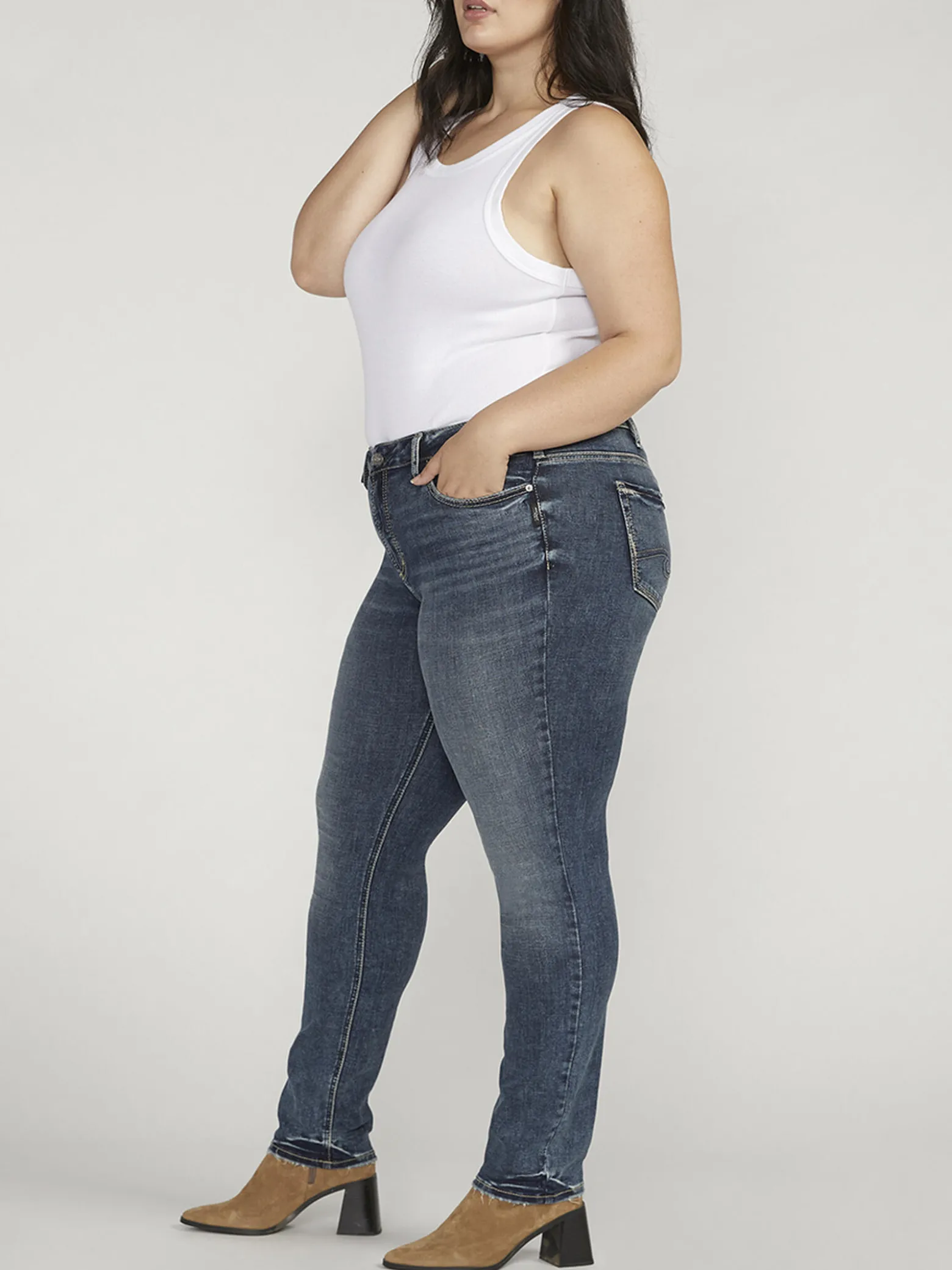 Suki Mid Rise Straight Leg Jeans Plus Size