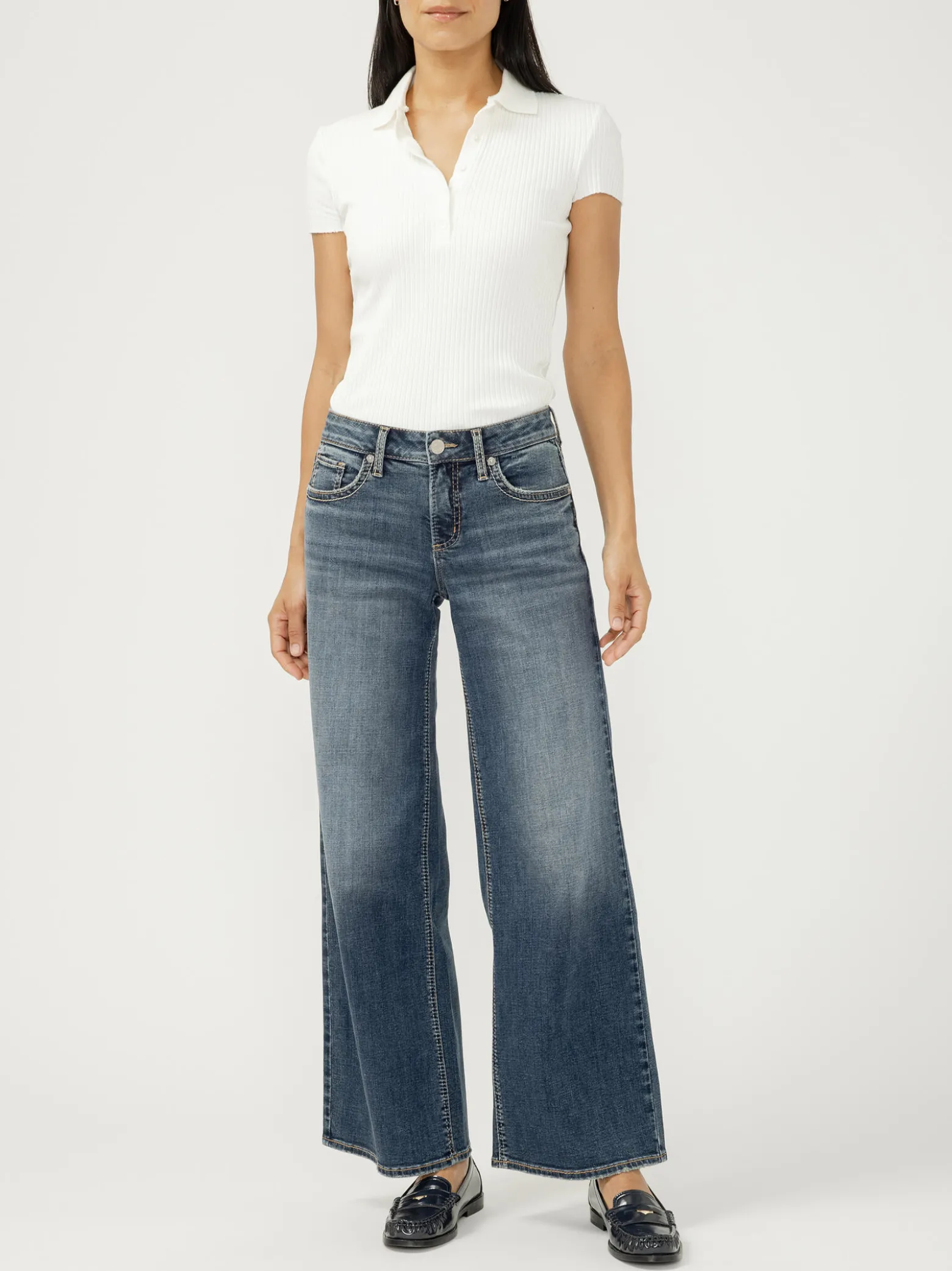 Suki Mid Rise Wide Leg Jeans