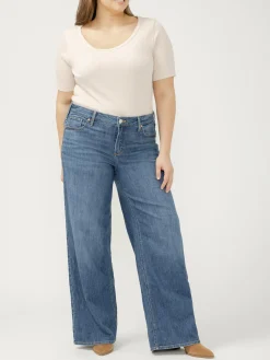 Suki Mid Rise Wide Leg Knit Flex Jeans