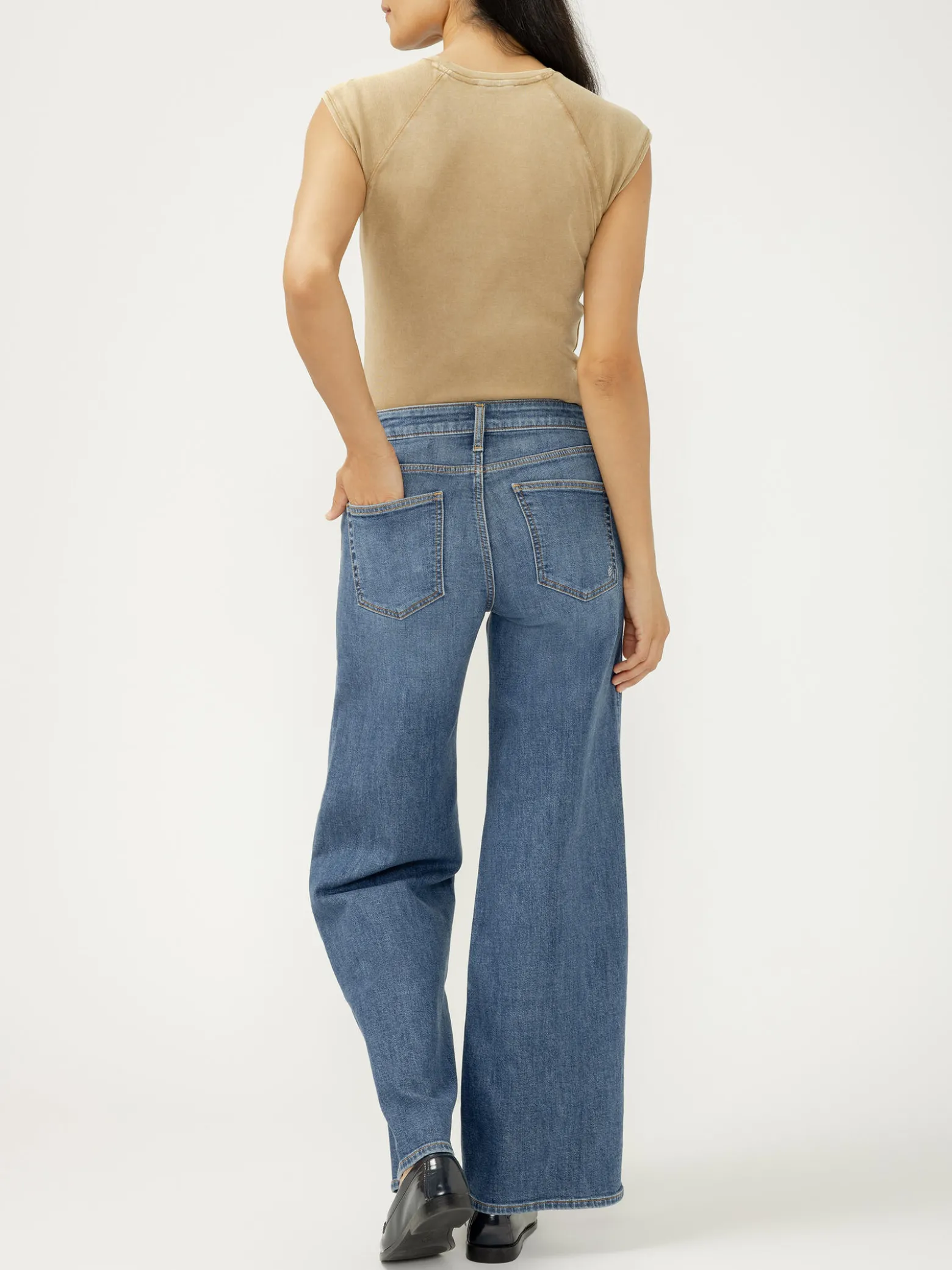 Suki Mid Rise Wide Leg Knit Flex Jeans