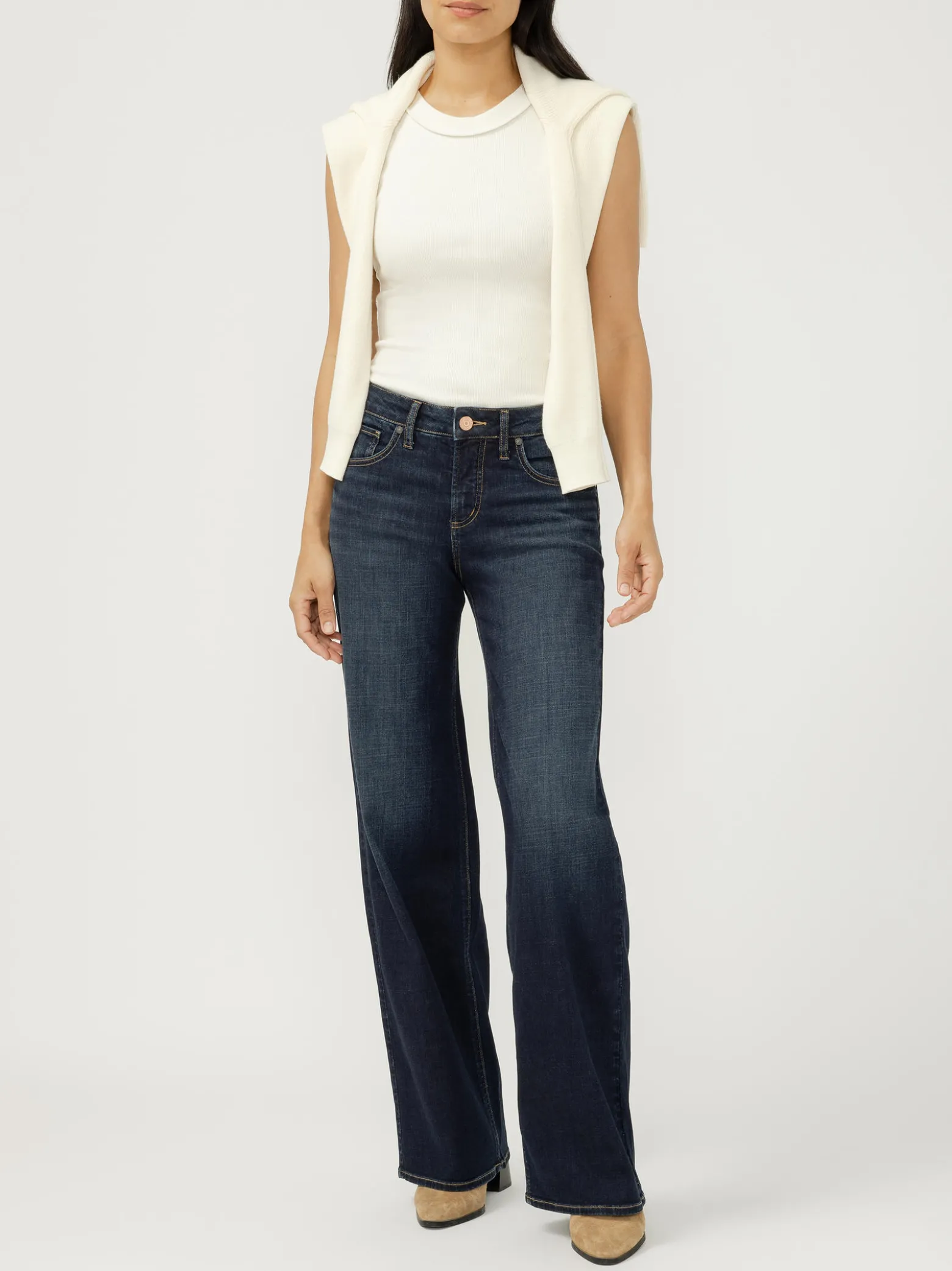 Suki Mid Rise Wide Leg Luxe Stretch Jeans