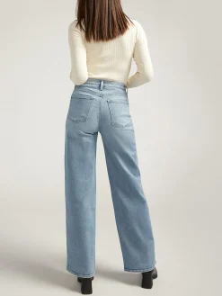V-Front Mid Rise Wide Leg Jeans