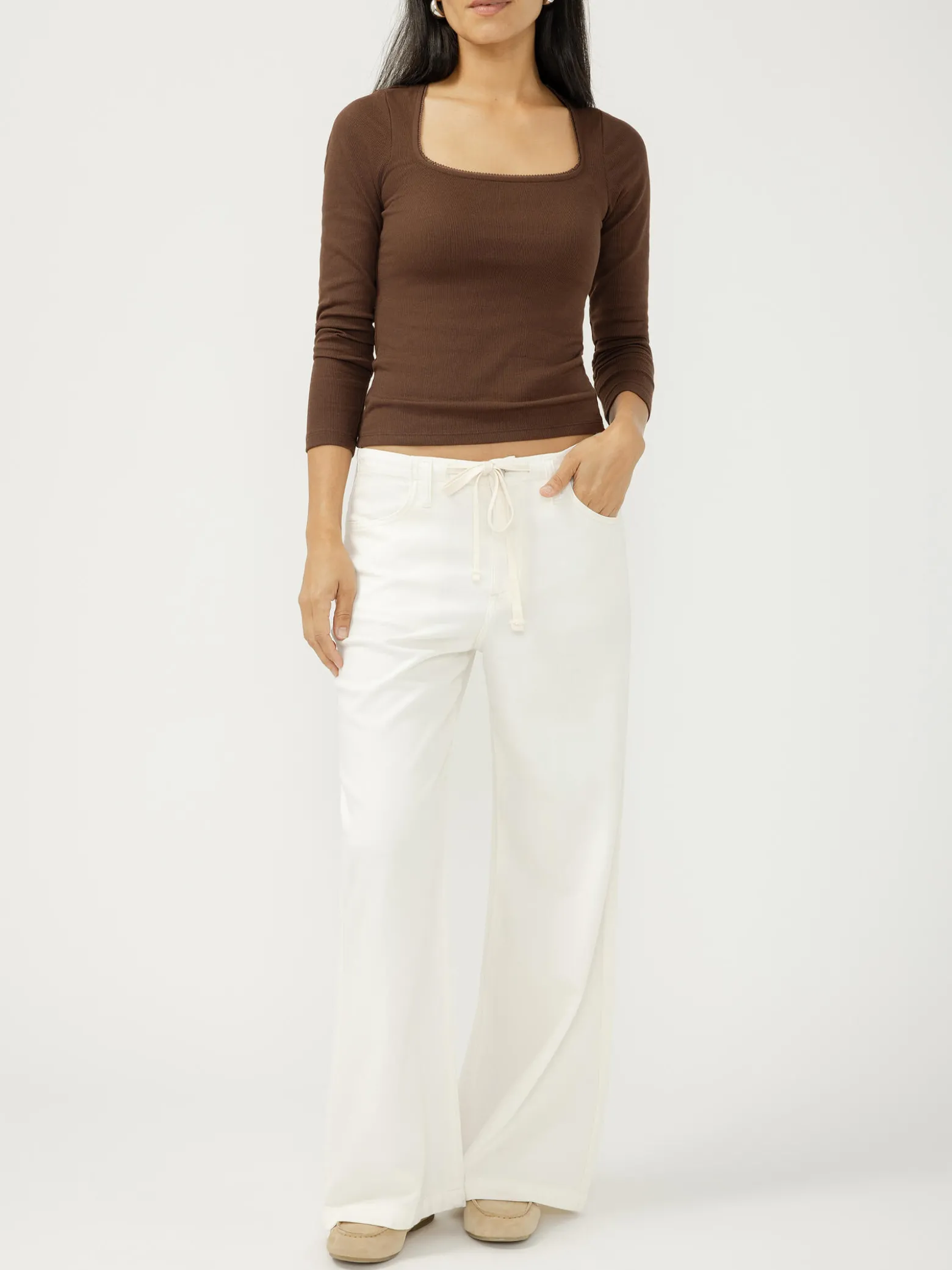 Wide Leg Drawstring Beach Jeans
