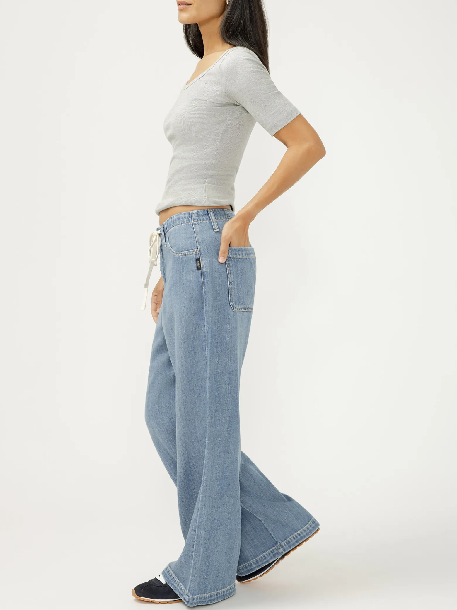 Wide Leg Drawstring Beach Jeans